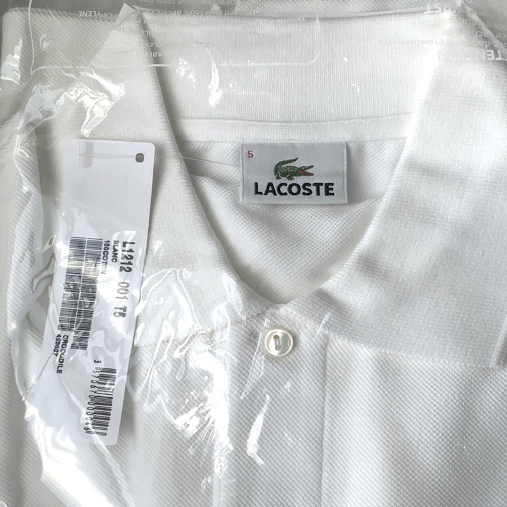 Lacoste White Polo Shirt Classic Piqué Design Men’s Medium/Large Short Sleeve - Picture 6 of 7